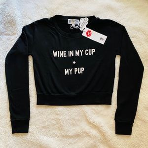Wildfox wine in my cup + my pup zoey crop sweater